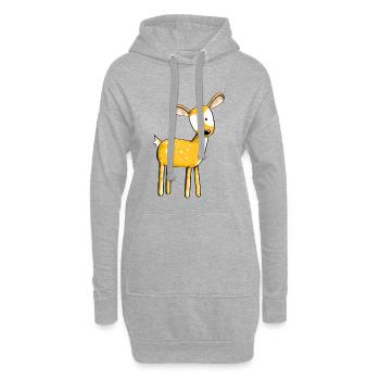 Süßes Rehkitz - Reh - Rehe - Ren - Hirsch - Comic - Hoodie-Kleid - Grau meliert - Vorne