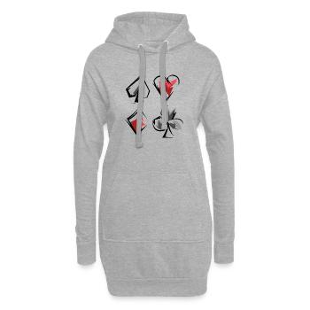 Skat Poker Romme Karten Spielfarben Herz Pik Caro - Hoodie-Kleid - Grau meliert - Vorne