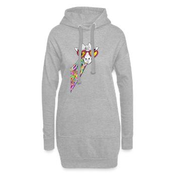 Zeichnung Süße Giraffe Bunt Hipster Mit Herzbrille - Hoodie-Kleid - Grau meliert - Vorne