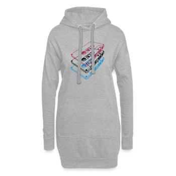 Cassette 3D – Mixtape rétro Perspective vintage - Sweat-shirt à capuche long Femme - gris chiné - Devant