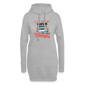 Je ne suis pas Vintage Cassette - Sweat-shirt à capuche long Femme - gris chiné - Devant
