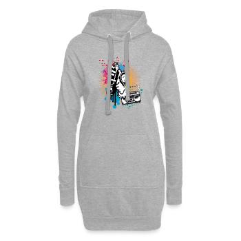 pulvérisateur de motifs d’art de rue cool avec ghetto blaster - Sweat-shirt à capuche long Femme - gris chiné - Devant