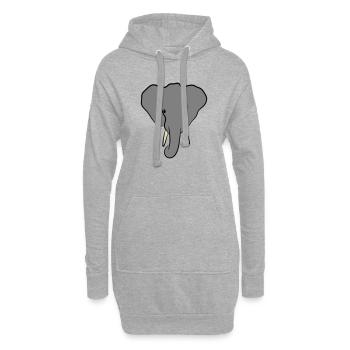 Elefantenkopf Minimalistisch - Hoodie-Kleid - Grau meliert - Vorne