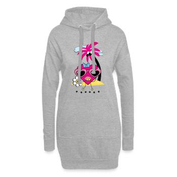 Herz auf Insel - Hoodie-Kleid - Grau meliert - Vorne