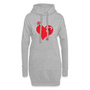 Heart and Flowers - Traditional Romanian pattern - Hoodie Dress - heather grey - Front