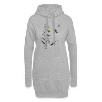 Kräuter, Kamille, Bienen - Hoodie-Kleid - Grau meliert - Vorne