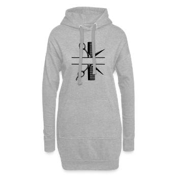 Ciseaux avec bannière de texte en peigne - Sweat-shirt à capuche long Femme - gris chiné - Devant