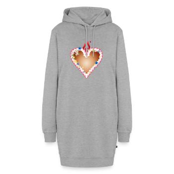 Lebkuchenherz Volksfest mit Zuckerguß und Schleife - Hoodie-Kleid - Grau meliert - Vorne
