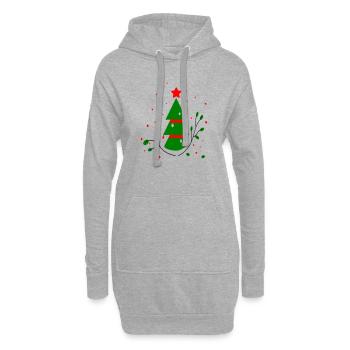 Noël, Arbre De Noël - Sweat-shirt à capuche long Femme - gris chiné - Devant