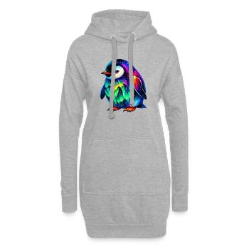 Manchot aurore boréale - Sweat-shirt à capuche long Femme - gris chiné - Devant