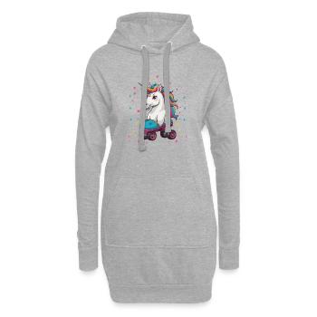 Licorne drôle de patin à roulettes - Sweat-shirt à capuche long Femme - gris chiné - Devant