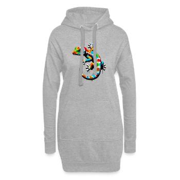 Gecko - Sweat-shirt à capuche long Femme - gris chiné - Devant