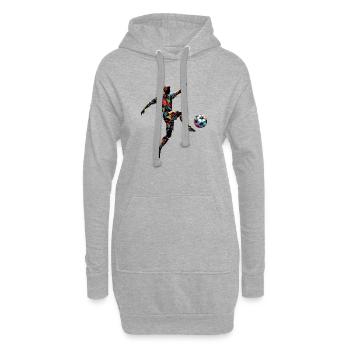 joueur de football dynamique jouant au football - Sweat-shirt à capuche long Femme - gris chiné - Devant
