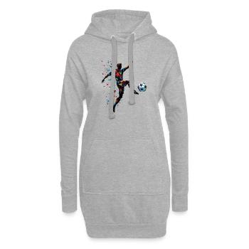 joueur de football dynamique jouant au football - Sweat-shirt à capuche long Femme - gris chiné - Devant