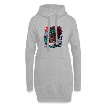 Ramen-Festmahl Nudeln schlürfen wie ein brennender Drache - Hoodie-Kleid - Grau meliert - Vorne