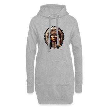 Amerikanischer Indianer Amerikaner - Hoodie-Kleid - Grau meliert - Vorne