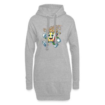 fröhliches Comic-Popcorn-Motiv für Spaß im Kino - Hoodie-Kleid - Grau meliert - Vorne