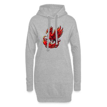 Phénix rouge - Sweat-shirt à capuche long Femme - gris chiné - Devant