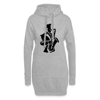 Saxophoniste - Sweat-shirt à capuche long Femme - gris chiné - Devant