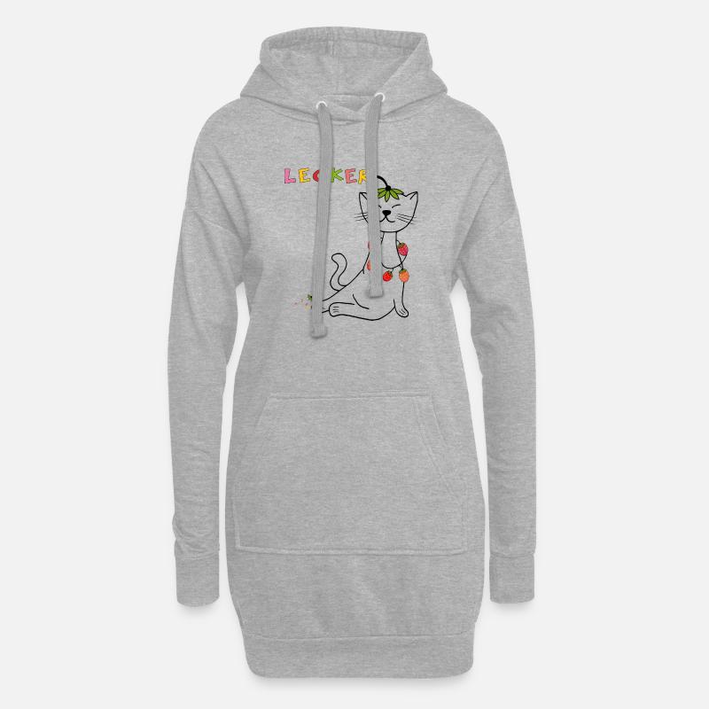 Erdbeeren Katze - Hoodie-Kleid - Grau meliert