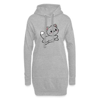Chat - Sweat-shirt à capuche long Femme - gris chiné - Devant