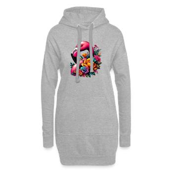 Flamant - Sweat-shirt à capuche long Femme - gris chiné - Devant