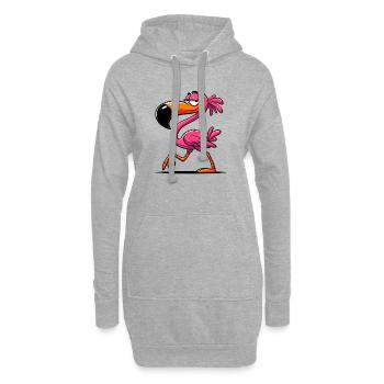 Flamant - Sweat-shirt à capuche long Femme - gris chiné - Devant