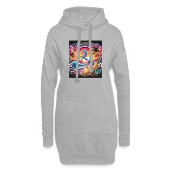 Sonnenuntergangsross am Tropenstrand - Hoodie-Kleid - Grau meliert - Vorne