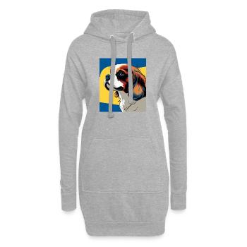 Chien cavalier king charles stylisé pop art - Sweat-shirt à capuche long Femme - gris chiné - Devant