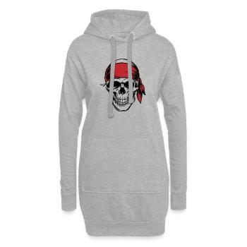 Crâne de pirate - Sweat-shirt à capuche long Femme - gris chiné - Devant
