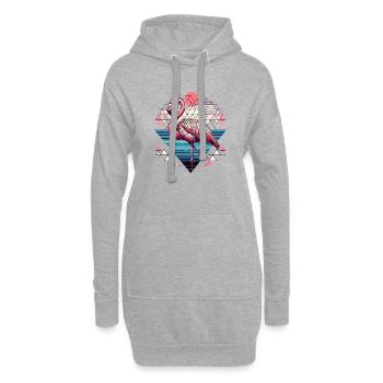 Illustration géométrique de la nature des flamants roses - Sweat-shirt à capuche long Femme - gris chiné - Devant