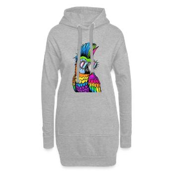 Colorful disco parrot with sunglasses - Hoodie Dress - heather grey - Front