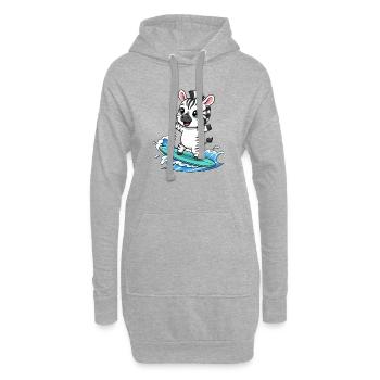 mignon zèbre surfeur dessin animé surf été - Sweat-shirt à capuche long Femme - gris chiné - Devant