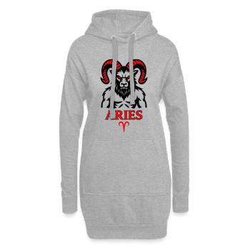 Aries Sternzeichen mit Hörnersymbol - Hoodie-Kleid - Grau meliert - Vorne