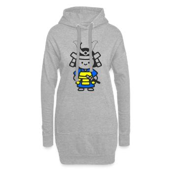 Enfant Samouraï Kawaii en Bleu Jaune - Sweat-shirt à capuche long Femme - gris chiné - Devant
