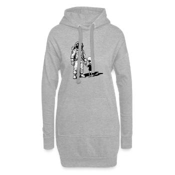 Astronaute et extraterrestre main dans la main - Sweat-shirt à capuche long Femme - gris chiné - Devant