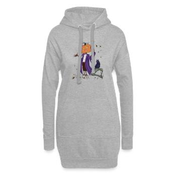 Citrouille fringante en manteau violet - Sweat-shirt à capuche long Femme - gris chiné - Devant