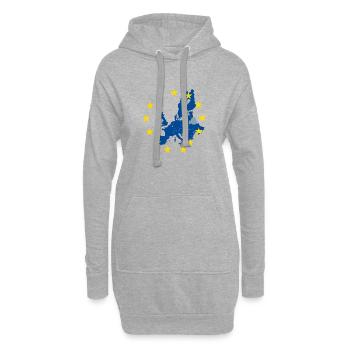 Carte de l’Europe dans l’anneau étoile de l’UE - Sweat-shirt à capuche long Femme - gris chiné - Devant
