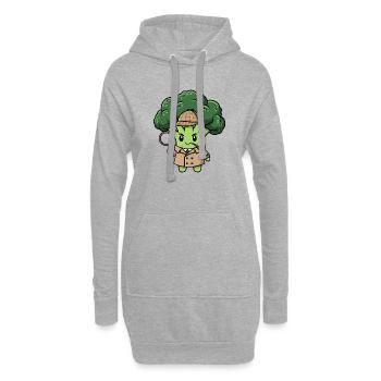 Mignon Brocoli Détective Espion Dessin animé Végétarien - Sweat-shirt à capuche long Femme - gris chiné - Devant