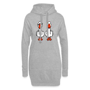 2 Gans Doppel Mittelfinger Gänse Freunde Team Duo - Hoodie-Kleid - Grau meliert - Vorne