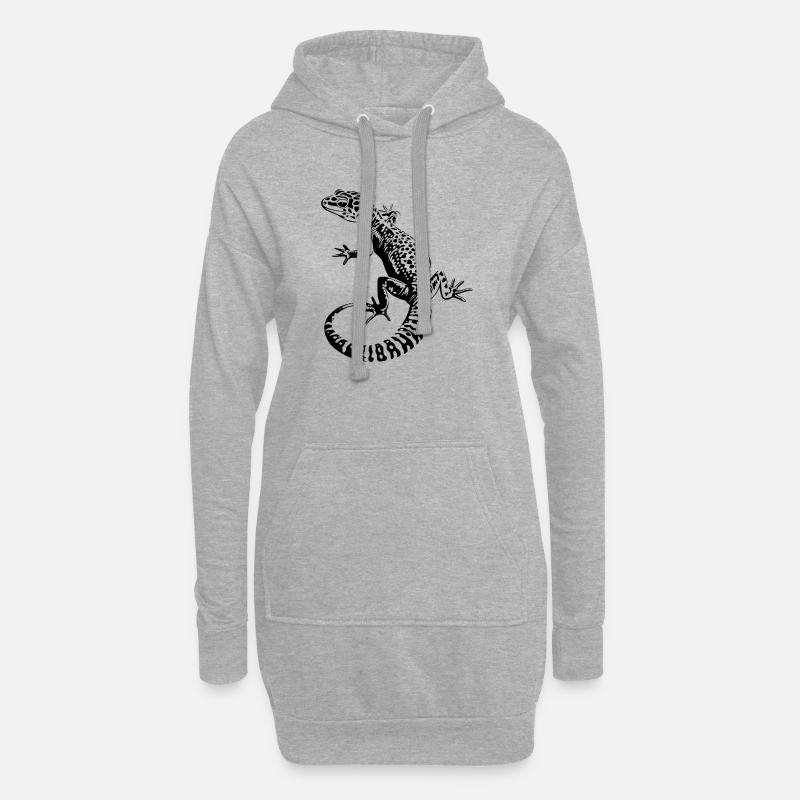 Leopardgecko - Hoodie-Kleid - Grau meliert