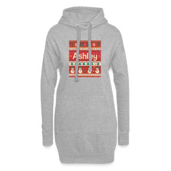 Festlicher Name Ashley Hässlicher Weihnachtsstil, Weihnachten - Hoodie-Kleid - Grau meliert - Vorne
