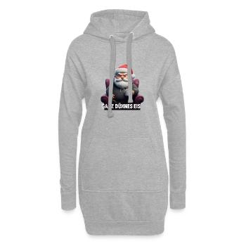 Père Noël agacé avec du café – Glace très fine - Sweat-shirt à capuche long Femme - gris chiné - Devant