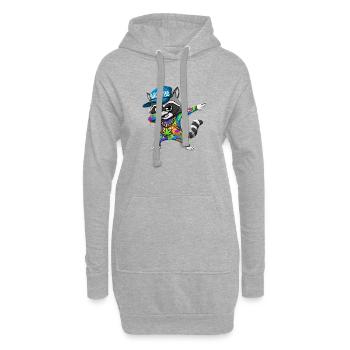Wildstyle Dabbing Waschbär  Buntes Graffiti Design - Hoodie-Kleid - Grau meliert - Vorne