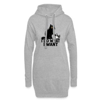 Je fais ce que je veux – Art drôle de café Black Cat - Sweat-shirt à capuche long Femme - gris chiné - Devant