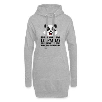 Panda, Vielfalt, Liebe - Hoodie-Kleid - Grau meliert - Vorne