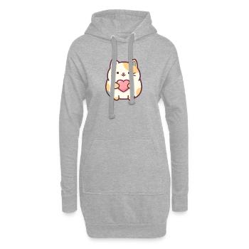 Katzenherz Kuschelmotiv Pastellfarben - Hoodie-Kleid - Grau meliert - Vorne