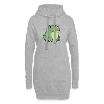 Kuschelfrosch Cartoon niedlicher Kinder Frosch - Hoodie-Kleid - Grau meliert - Vorne
