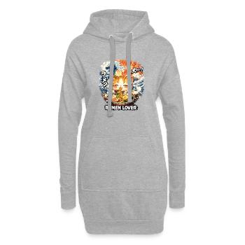 Chats Ramen Nouilles Anime japonais Manga Kawaii - Sweat-shirt à capuche long Femme - gris chiné - Devant