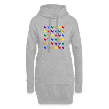 Des poulets arc-en-ciel - Sweat-shirt à capuche long Femme - gris chiné - Devant